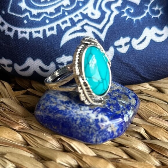 TURQUOISE  SILVER  MAXI RING - Picture 2 of 6